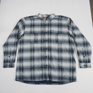 Simms Mens Fishing Shirt XXL Blue Plaid Lined Long Sleeve Button Down Outdoor